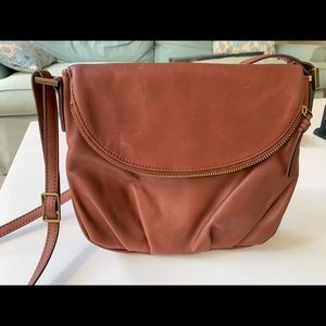Brown fold over crossbody